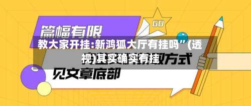 教大家开挂:新鸿狐大厅有挂吗	”(透视)其实确实有挂-第1张图片