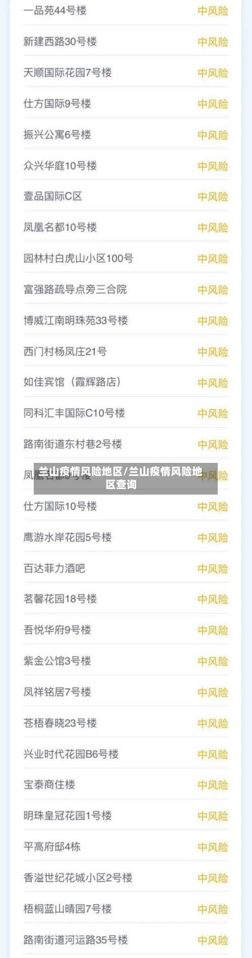 兰山疫情风险地区/兰山疫情风险地区查询-第1张图片